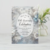 編集可能年開花記念日の雪の花びら 招待状 (スタンド正面)