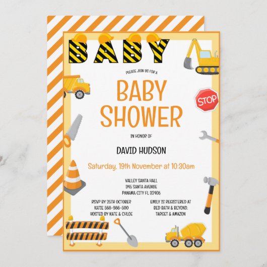 編集可能建築招待状、誕生日、ベビー 招待状 (正面/裏面)