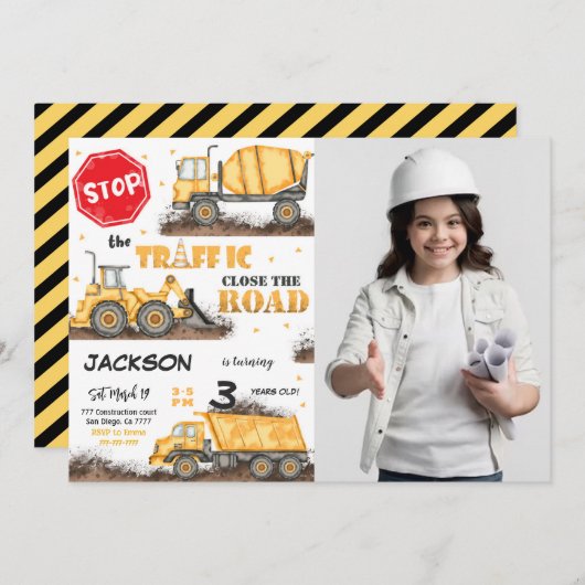 編集可能建築誕生日フォト招待状 招待状 (正面/裏面)