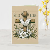 編集可能彼はイバラの宗教的な十字架で上昇している カード (黄色い花)