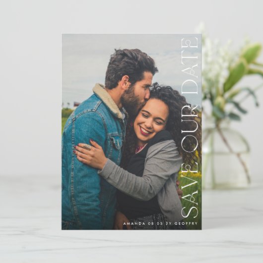 編集可能数々のフォトQRコード結婚s セーブザデート (スタンド正面)