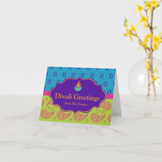 編集可能文字が付いているDiwaliの挨拶状 カード (黄色い花)