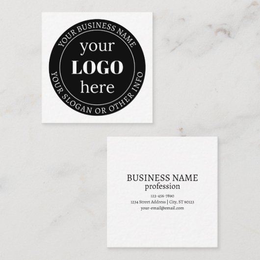編集可能文字とロゴまたはその他のデザイン スクエア名刺 (正面/裏面)