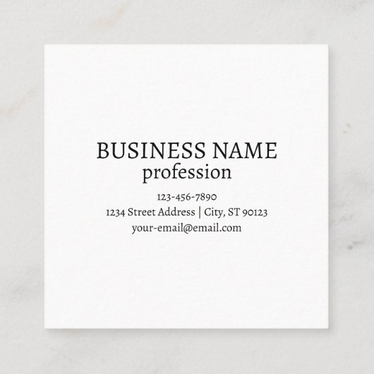 編集可能文字とロゴまたはその他のデザイン スクエア名刺 (裏面)