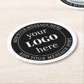 編集可能文字とロゴまたはその他のデザイン ラウンドペーパーコースター (アングル)