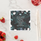 編集可能文字フローラデザイン黒ver スタンダードカクテルナプキン (インサイチュ)