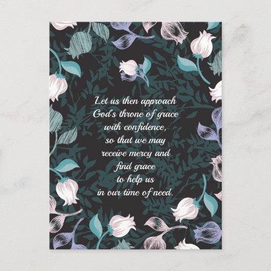 編集可能文字フローラデザイン黒ver ポストカード (正面)