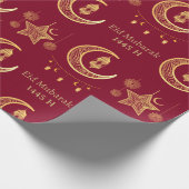 編集可能文字Eid Al-Fitrムバラクダークブルー ラッピングペーパー (角)