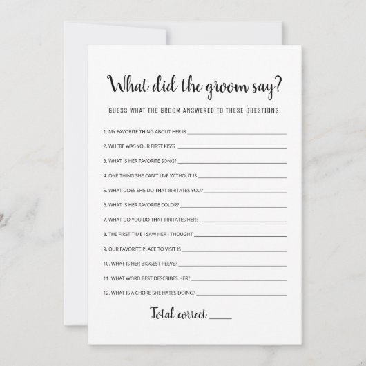 編集可能新郎が言ったブライダルシャワーカード 招待状 (正面)