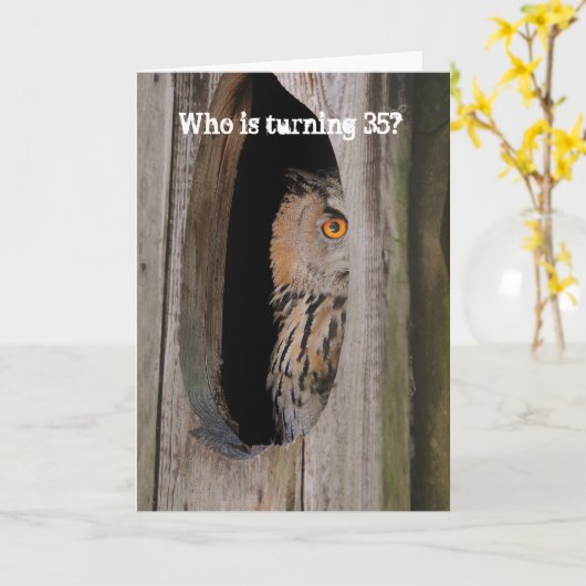 編集可能時代フクロウラバー誕生日 カード (黄色い花)