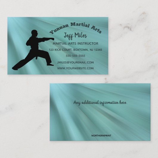 編集可能武術アーツインストラクター 名刺 (正面/裏面)