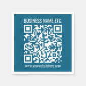 編集可能海ブルーQRコード スタンダードカクテルナプキン (正面)