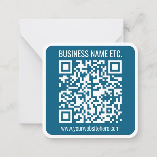 編集可能海ブルーQRコード ノートカード (正面)