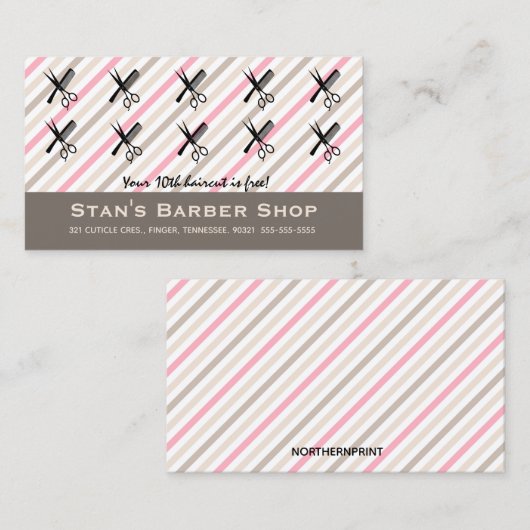 編集可能理容師ショップロイヤリティ報酬カード ロイヤリティカード (正面/裏面)