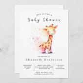 編集可能男女兼用キリン赤ちゃんシャワー 招待状 (正面/裏面)