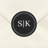 編集可能白黒コン結婚ボのモノグラム ラウンドシール