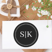 編集可能白黒コン結婚ボのモノグラム ラウンドシール