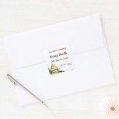 編集可能素朴な蜂の巣箱と雲1.5インチキャンドル スクエアシール (封筒)