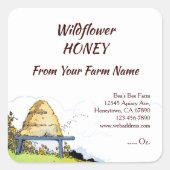 編集可能素朴な蜂の巣箱と雲1.5インチ スクエアシール (正面)