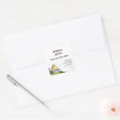 編集可能素朴な蜂の巣箱と雲1.5インチ スクエアシール (封筒)