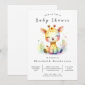 編集可能素朴キリン赤ちゃんシャワー 招待状 (正面/裏面)
