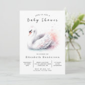 編集可能素朴スワン赤ちゃんシャワー 招待状 (スタンド正面)