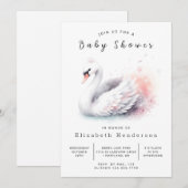 編集可能素朴スワン赤ちゃんシャワー 招待状 (正面/裏面)