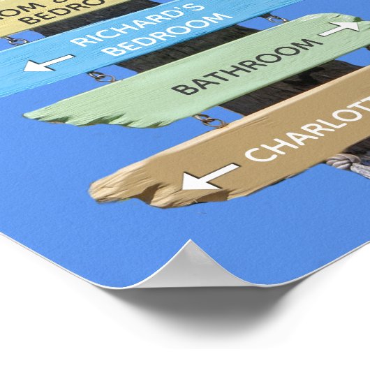 編集可能素朴パステルホームビーチシンボルや象徴 ポスター (角)