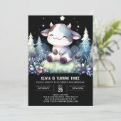 編集可能素朴牛誕生日 招待状 (スタンド正面)