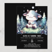 編集可能素朴牛誕生日 招待状 (正面/裏面)