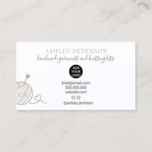 編集可能素朴編み物編み糸手作りキット 名刺 (裏面)