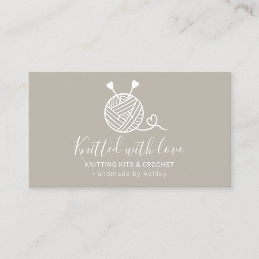 編集可能素朴編み物編み糸手作りキット 名刺 (正面)