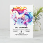 編集可能素朴馬誕生日 招待状 (スタンド正面)