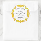 編集可能素朴黄色フローラヴィンテージろうそく ラウンドシール (バッグ)