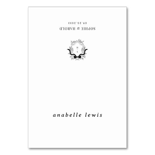 編集可能結婚なゲスト名を持つクレストの座席表 テーブルナンバー (正面)