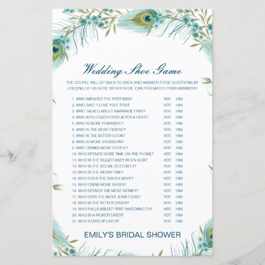 編集可能結婚シューゲームウェディングシャワーゲーム (正面)