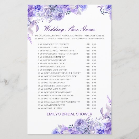 編集可能結婚シューゲームウェディングシャワーゲーム (正面)