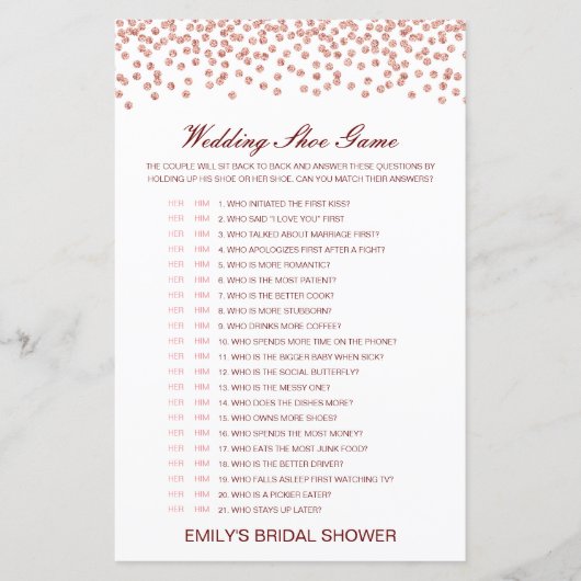 編集可能結婚シューゲームウェディングシャワーゲーム (正面)