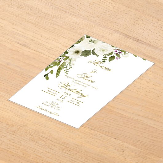 編集可能結婚式招待状テンプレート アクリル招待状 (レイダウン)