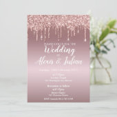 編集可能結婚式招待状(バラ金ゴールド) 招待状 (スタンド正面)