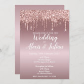 編集可能結婚式招待状(バラ金ゴールド) 招待状 (正面/裏面)