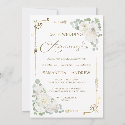 編集可能結婚50周年記念 招待状 (正面)