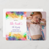 編集可能絵画誕生日招待状 招待状 (正面/裏面)