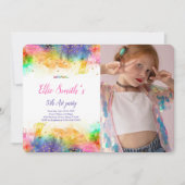 編集可能絵画誕生日招待状 招待状 (正面)