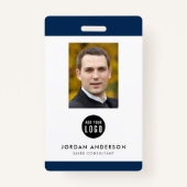 編集可能縁どな色のロゴの追加従業員の写真ID バッジ (正面)