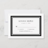 編集可能縁どカラーウェディングRSVPカード 出欠カード (正面)