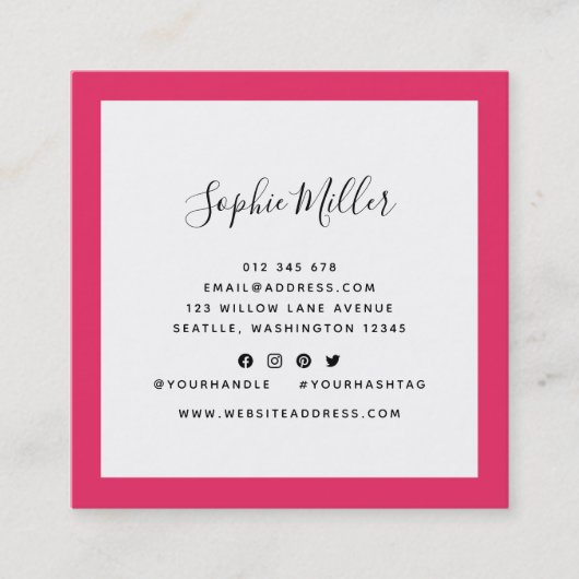 編集可能縁どカラー書道ソーシャルメディア スクエア名刺 (正面)