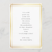 編集可能縁ど金ゴールド高校写真卒業 案内状 (裏面)