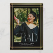 編集可能縁ど金ゴールド高校写真卒業 案内状 (正面)