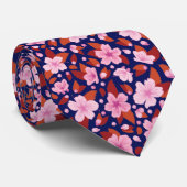 編集可能背景色の桜かさくらんぼの花 ネクタイ (ロール)